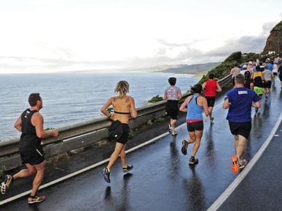 Participants Of The Great Ocean Road Marathon Racing