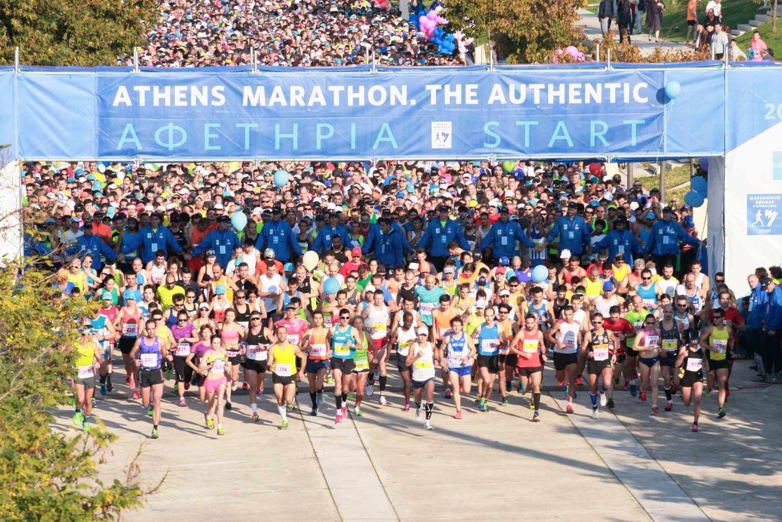 Runners Competing In The Athens Marathon